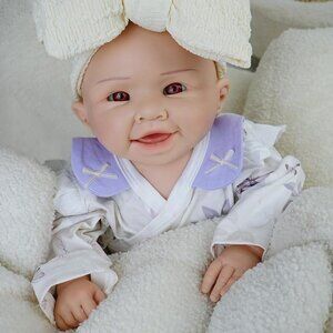 18.5in Full Silicone Reborn lvory Baby Girl Dolls Lifelike 6.3 LB Weighted Doll